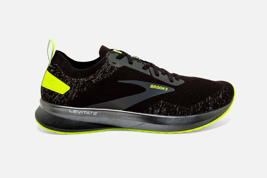 Levitate 4 Road Brooks Running Shoes NZ Mens - Black/Green - YADFQO-108